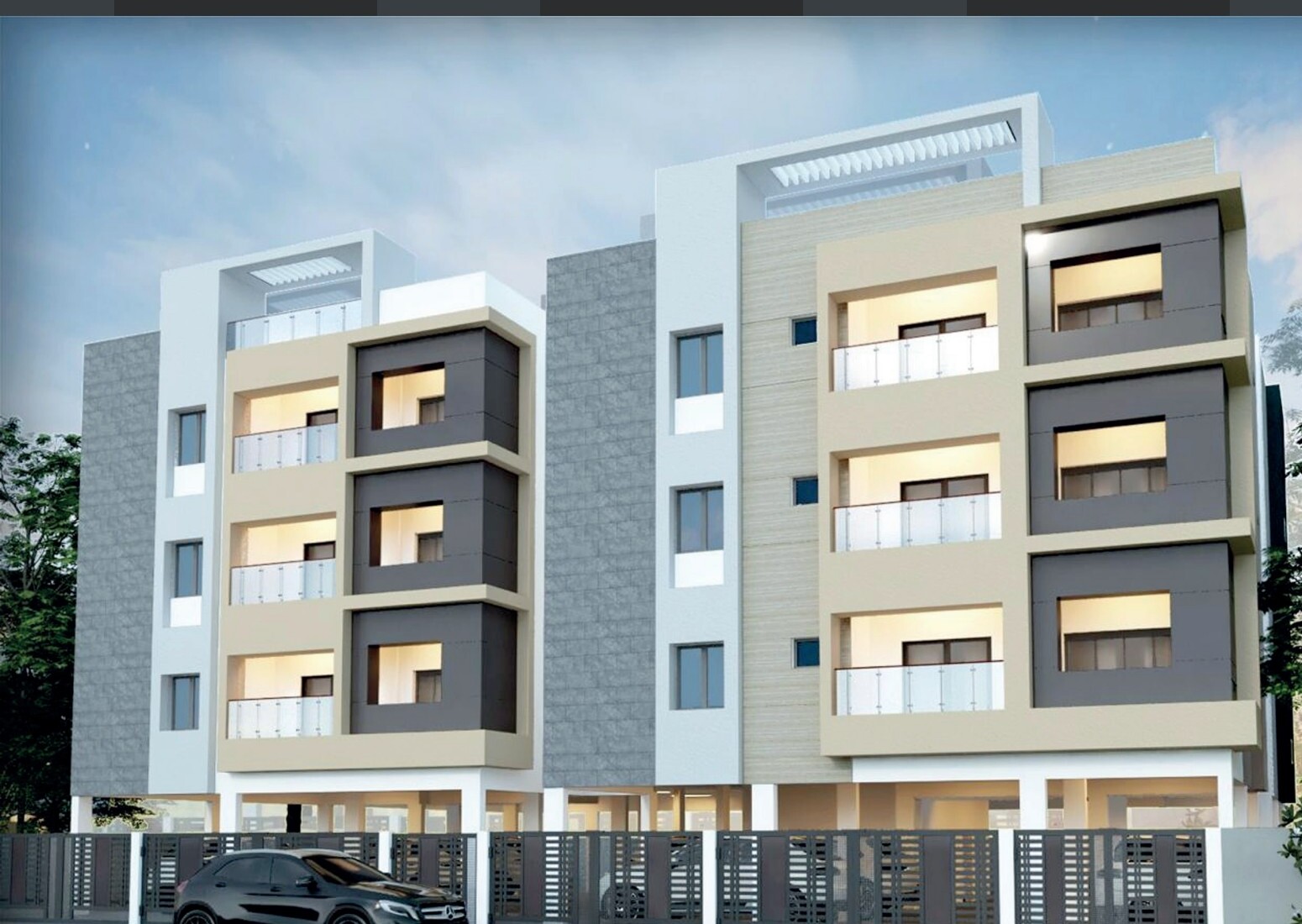 Sakura Enclave architectural elevation render by Shiva Associates